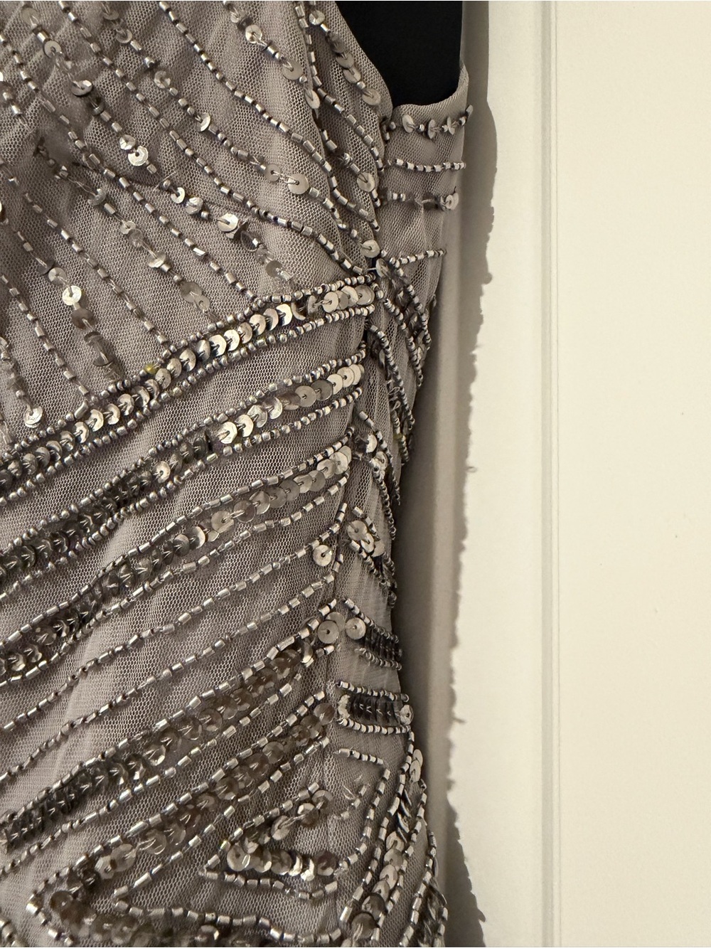 Adrianna Papell Silver Beaded Sleeveless Midi Dress - Picture 10 of 12